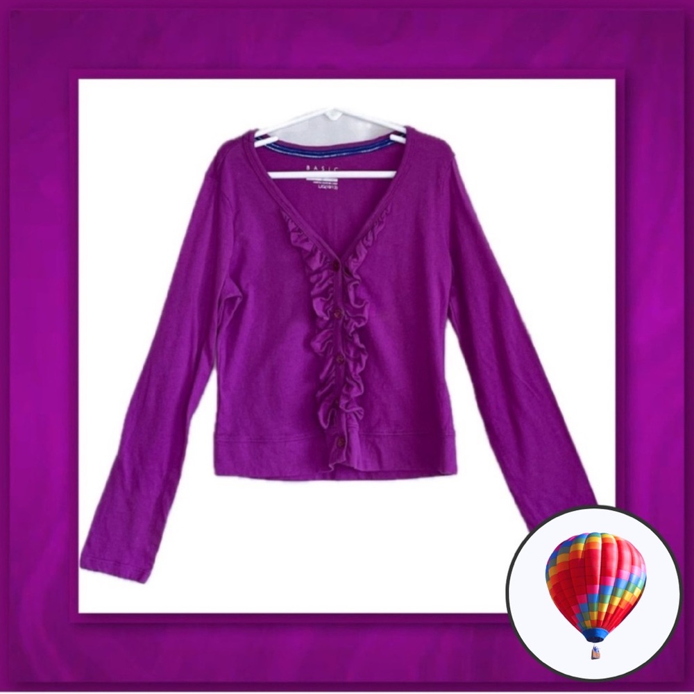 3/$18 - Basic Editions Ruffle Front Button Down V-Neck Top